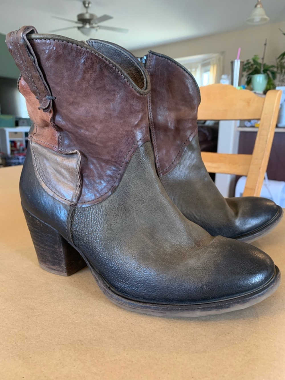 AS98 Multicoloured Leather Ankle Cowboy Boots Size 39